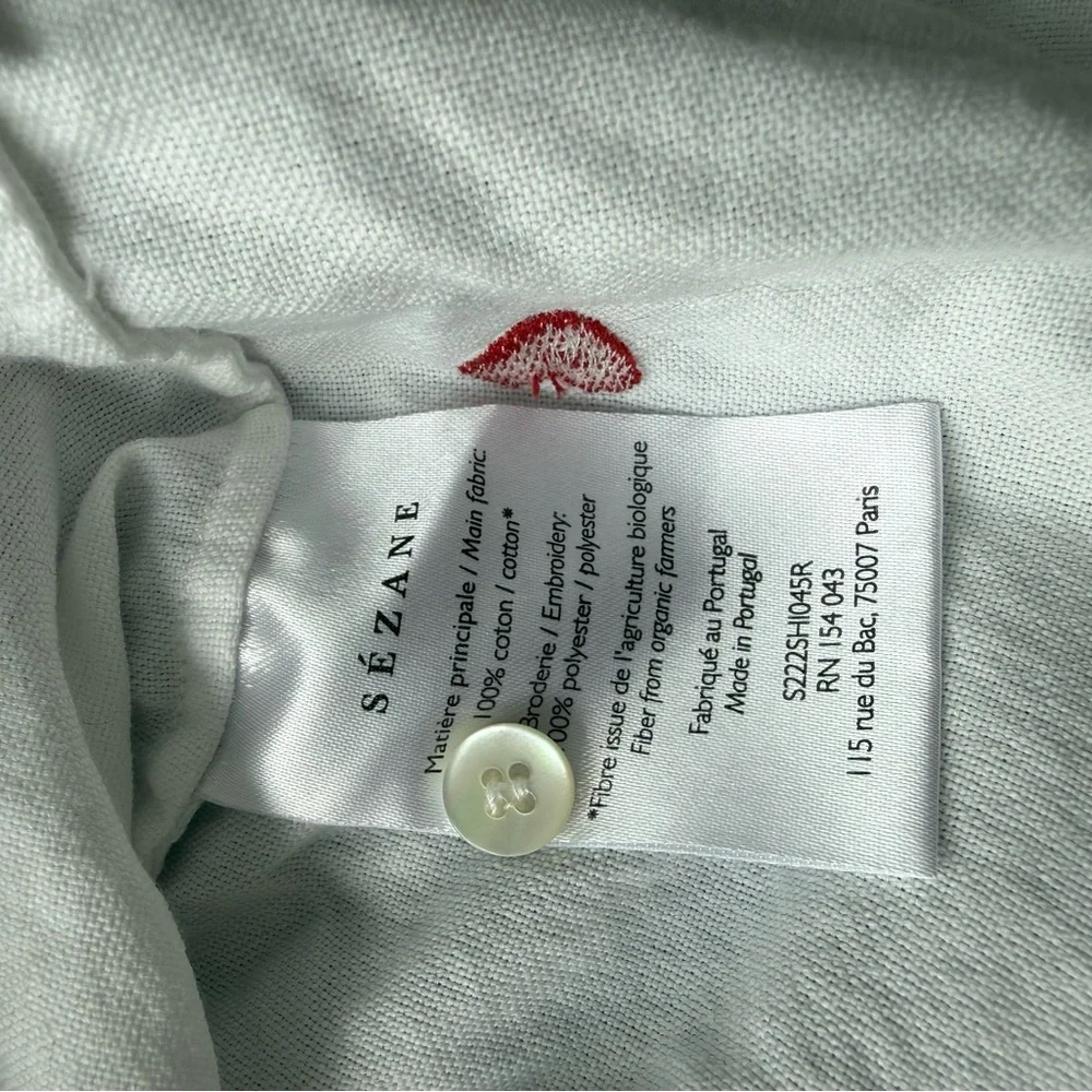 Sézane Tomboy Shirt, Embroidered Hearts - Picture 5 of 8